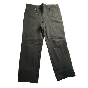 Slim Factor Womens 3X Black Lace Up Pants Slim Leg Career Plus Size